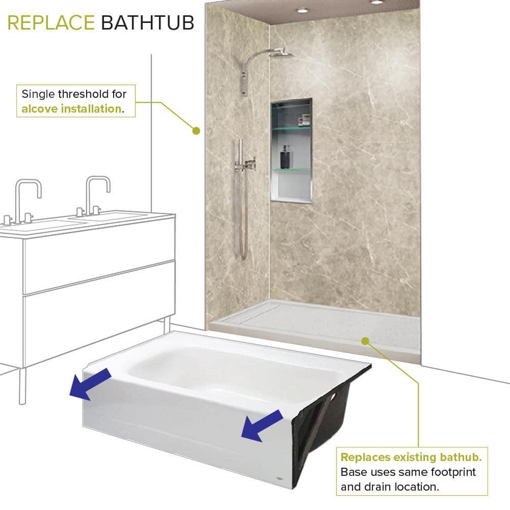 Transolid FLU6032L-39 60'' W 32'' D Rectangular Single Shower Base