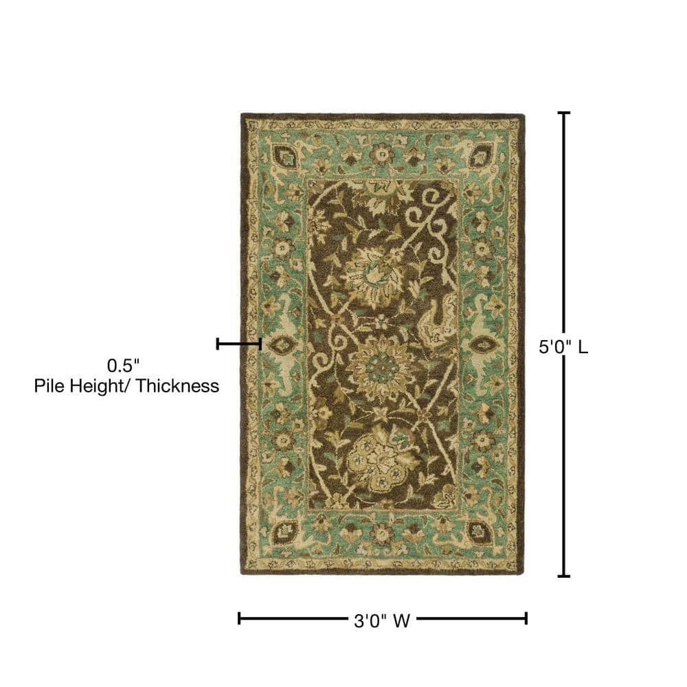 Antiquity AT21 Hand Tufted Indoor Accent Rug - Brown/Green - 3'x5' - Safavieh
