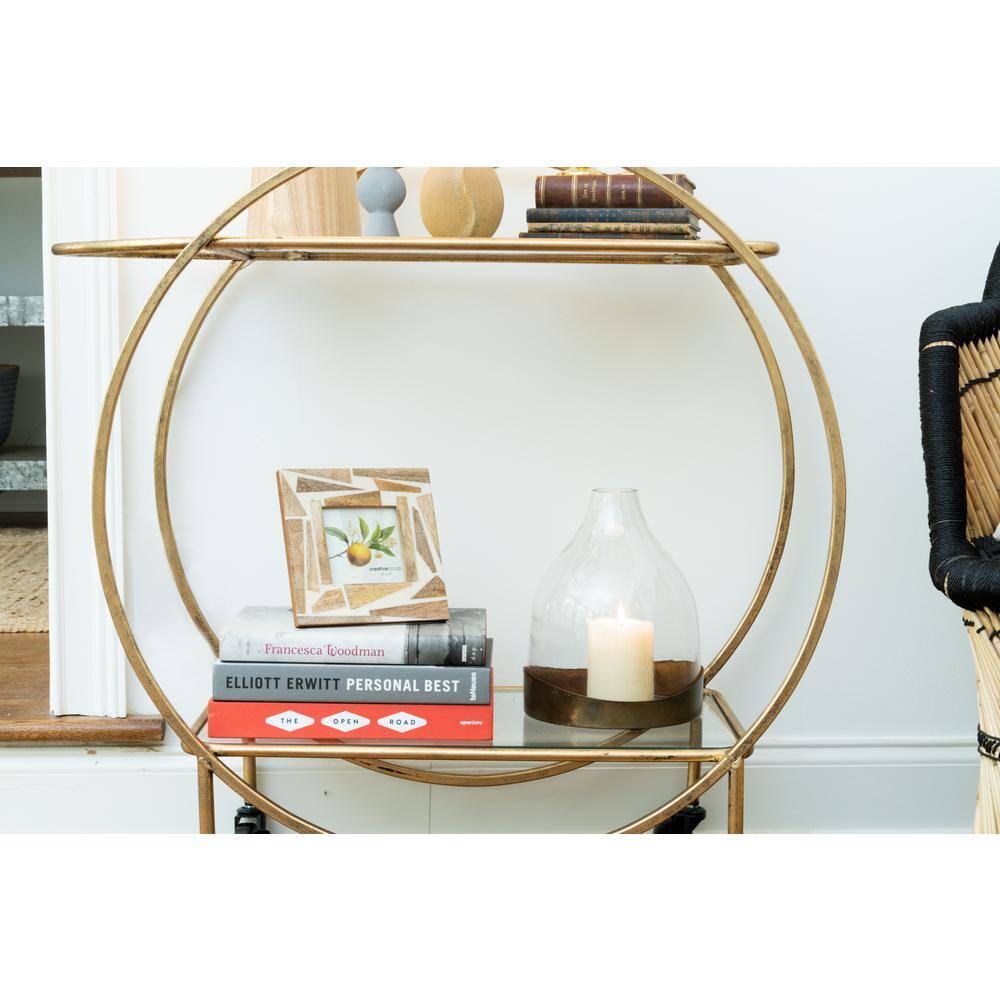 10" x 7" Glass Cloche with Metal Antique Copper Finish Trays Brass - Storied Home: Vintage Display Dome, Elegant Terrarium