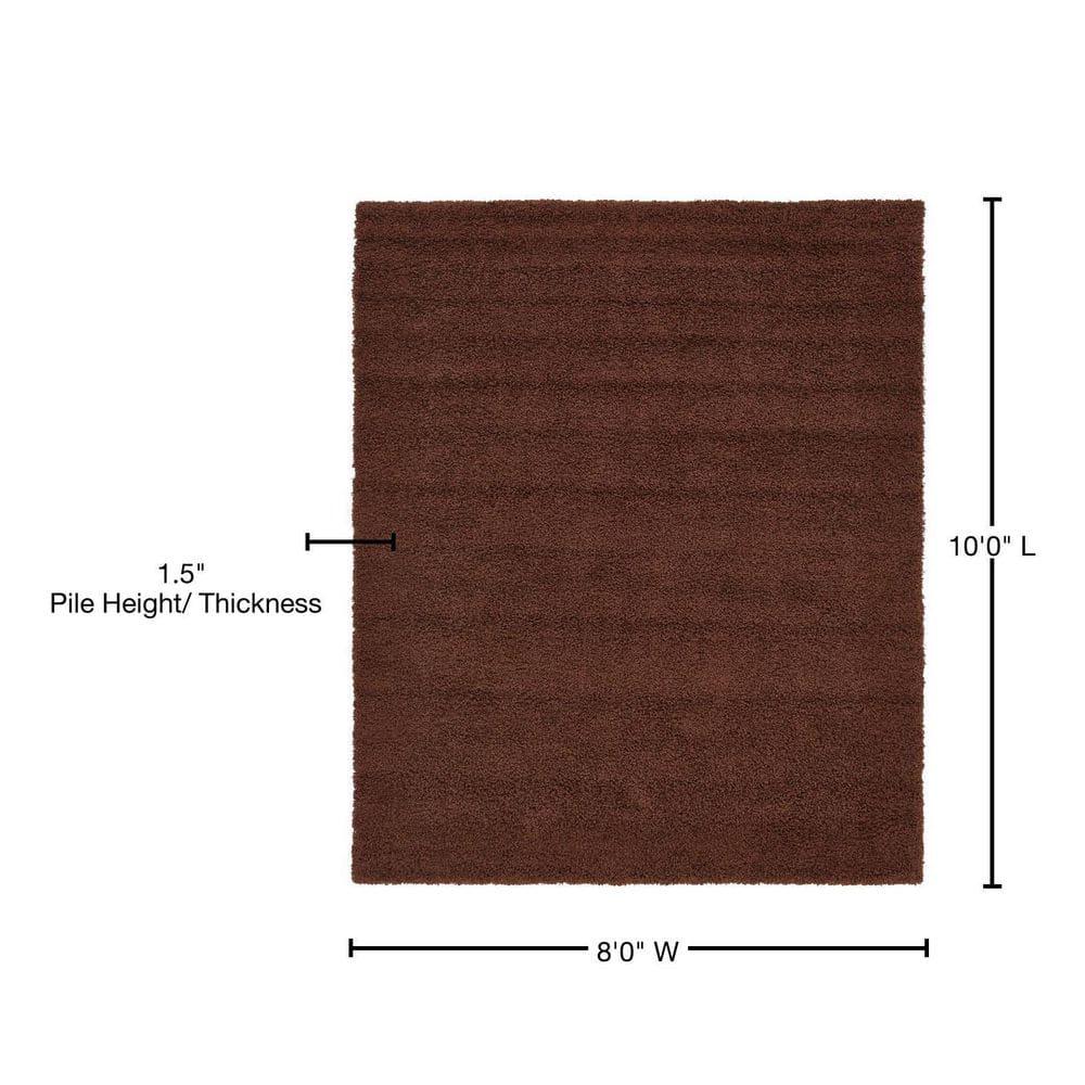 Unique Loom 8' 0 x 10' 0 Solid Shag Chocolate Brown Area Rug