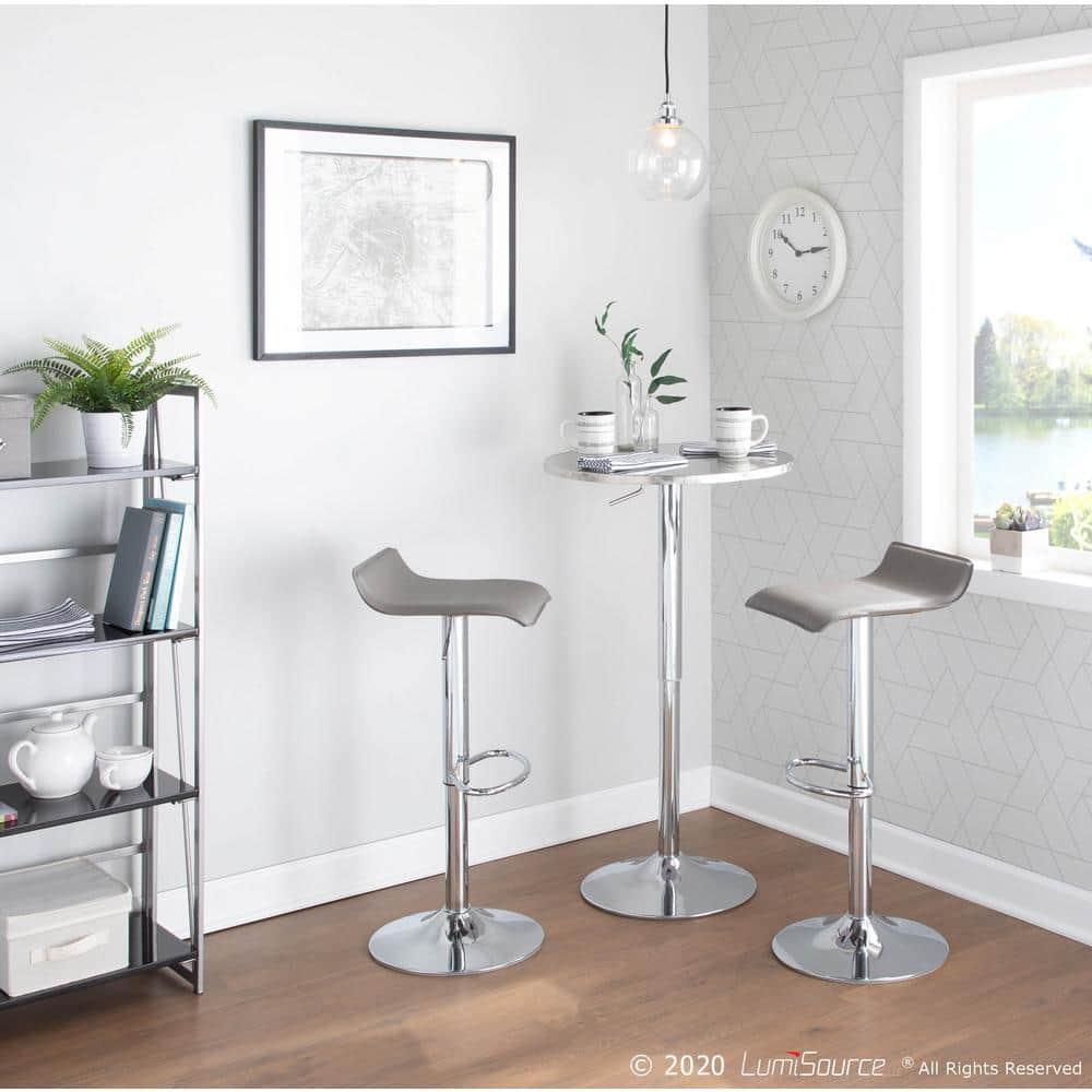 Bistro Contemporary Adjustable Round Bar Table in Silver by LumiSource