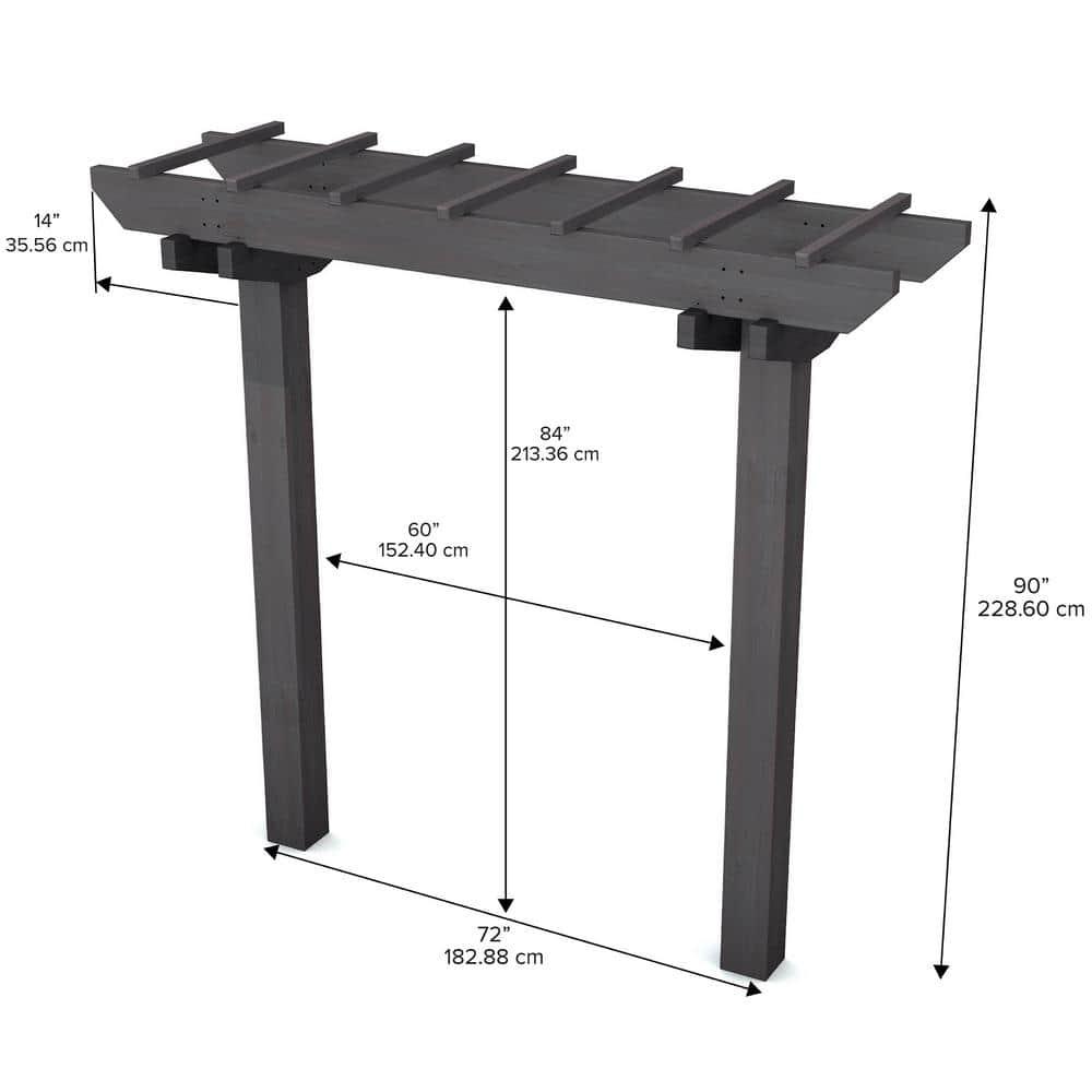 Vita 72" x 90" Wildwood 2 Post Cedar Arbor, Charcoal, VA68896
