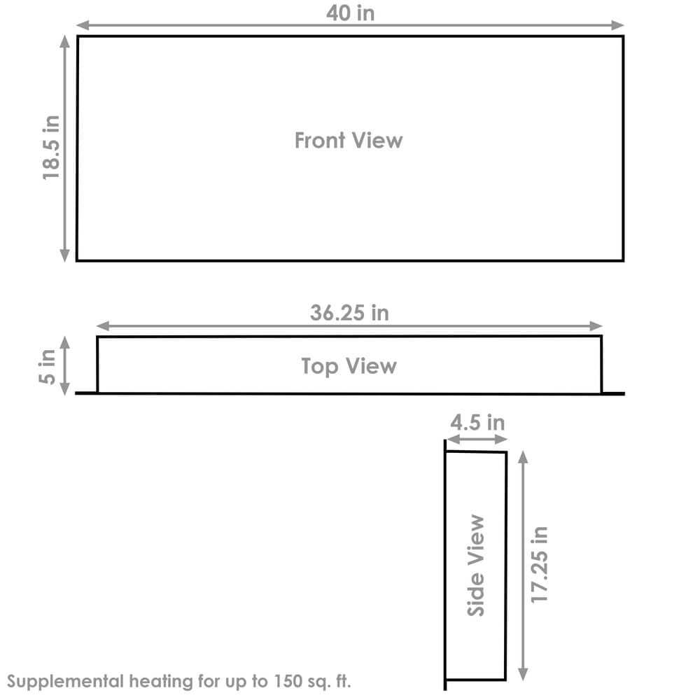 Sunnydaze 40-in Modern Flame Wall-Mounted or Recessed Indoor Electric Fireplace with LED Lights - Black Finish
