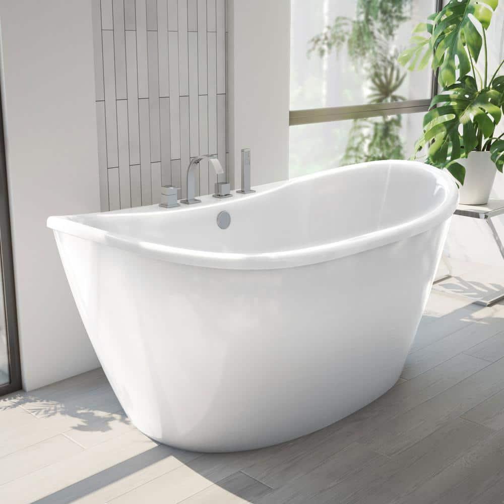 60" L x 32" W Free Standing Soaking Acrylic Bathtub
