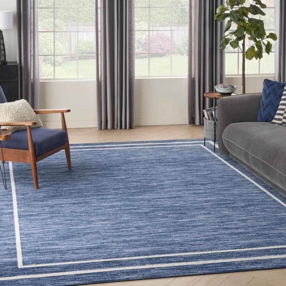 Nourison Essentials 10' x 14' Navy/Ivory Contemporary Indoor/Outdoor Rug