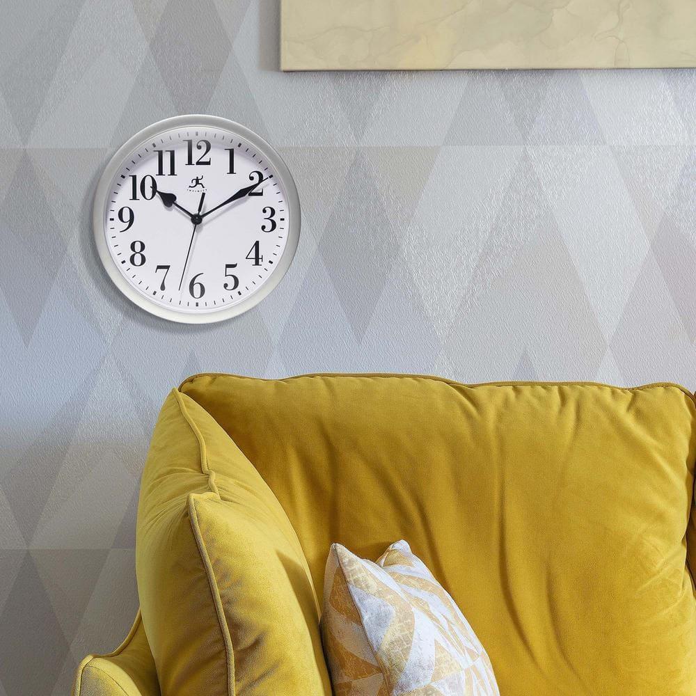 Infinity Instruments Classic Round Silver Traditional Wall Clock 9.625 Inch