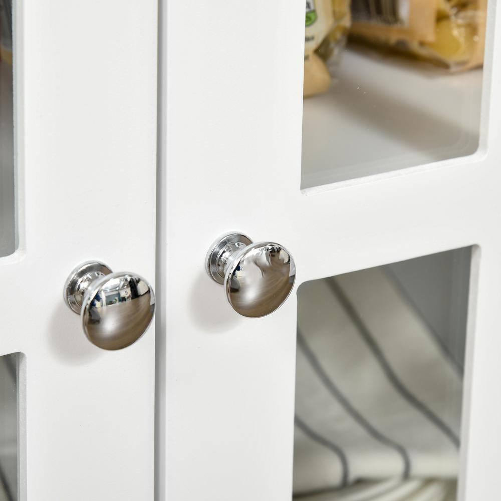 HOMCOM Sideboard Buffet Cabinet, Storage Cupboard with Glass Doors, Adjustable Shelf and 2 Drawers for Kitchen, White