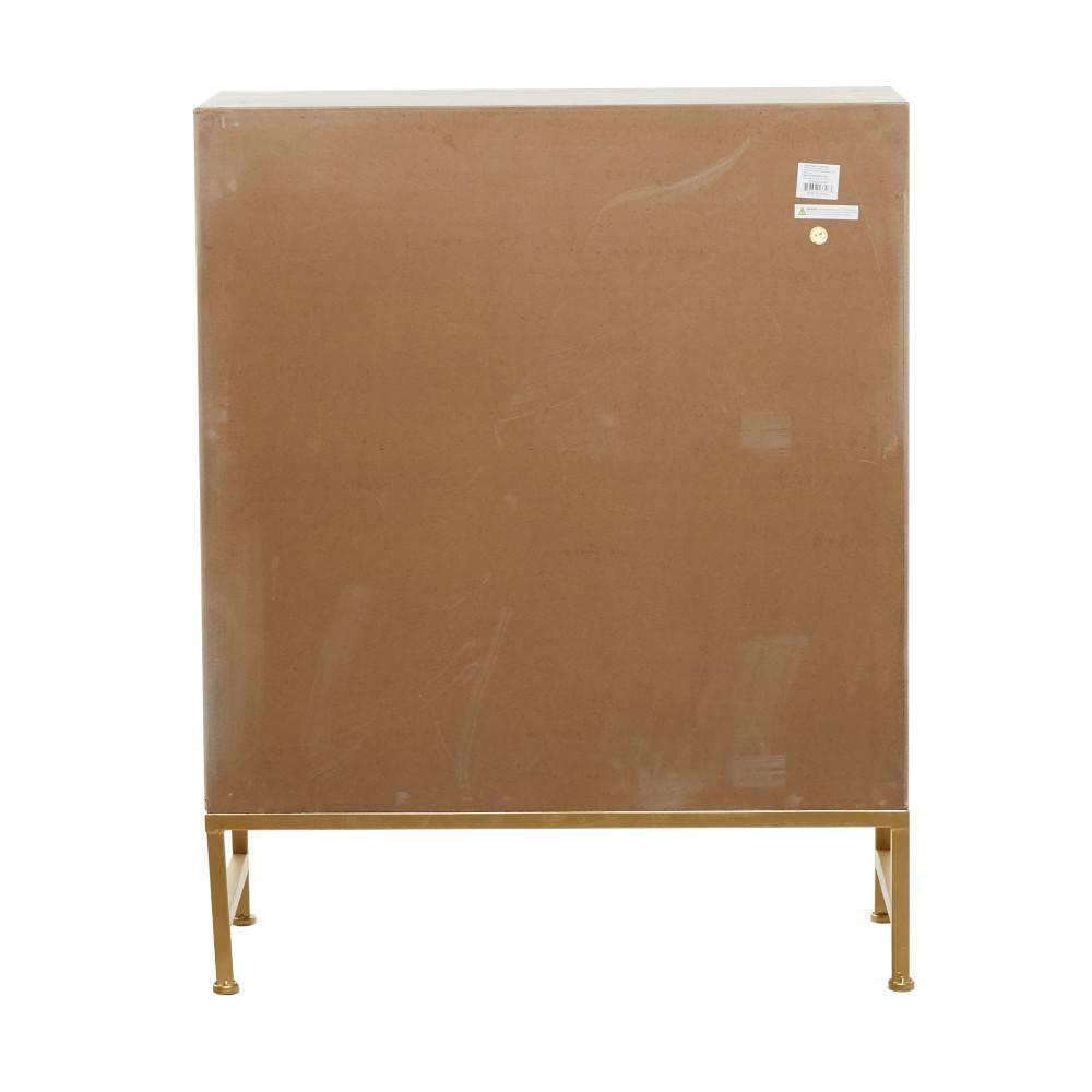 DecMode 32" x 40" Brown Wood Snakeskin Inspired 1 Shelf and 2 Doors Cabinet, 1-Piece