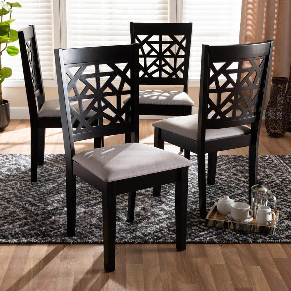 Baxton Studio Jackson Gray Upholstered Espresso Wood 4-Piece Dining Chair Set