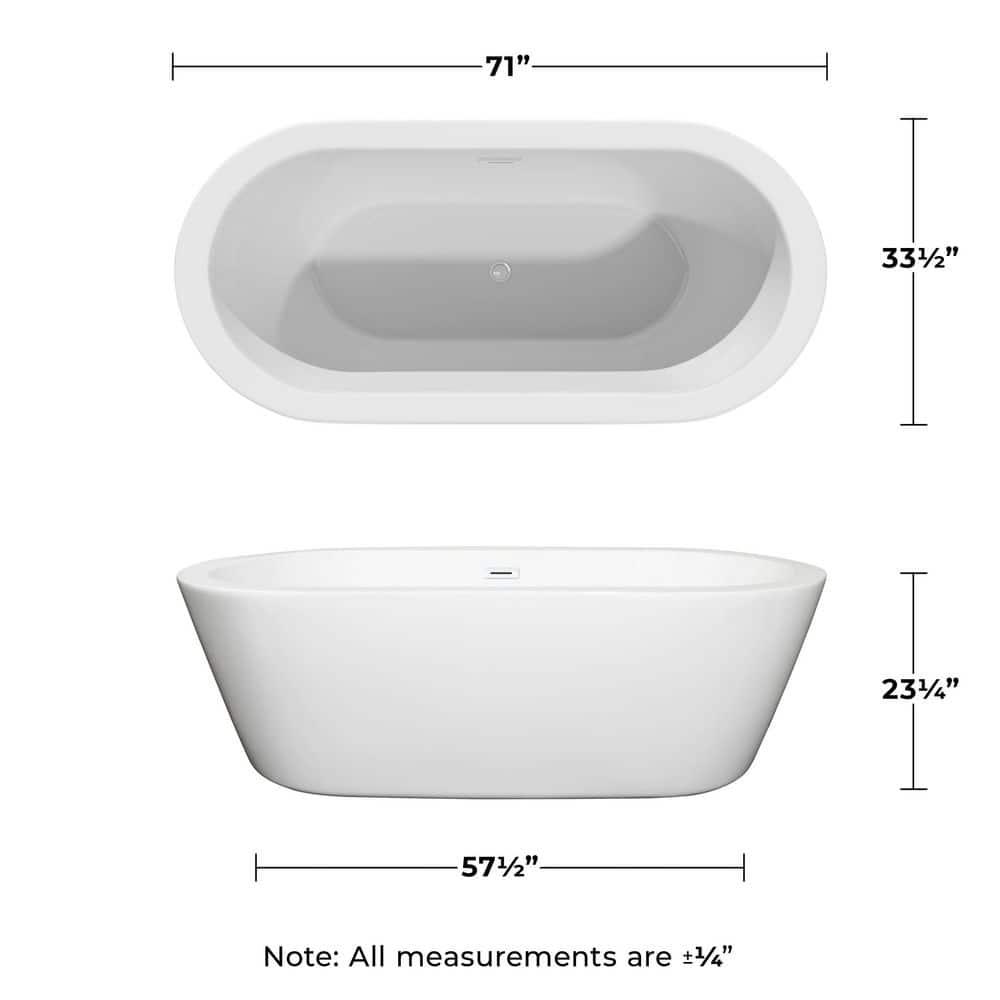 Wyndham Collection WCOBT100371SWTRIM Mermaid 71'' x 33.5'' Freestanding Soaking Acrylic Bathtub
