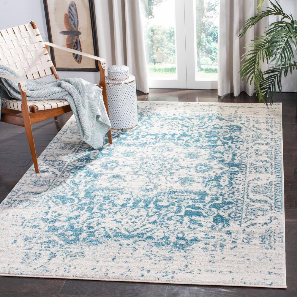 Madison MAD603 Power Loomed Indoor Area Rug - Teal/Ivory - 5'3"x7'6" - Safavieh