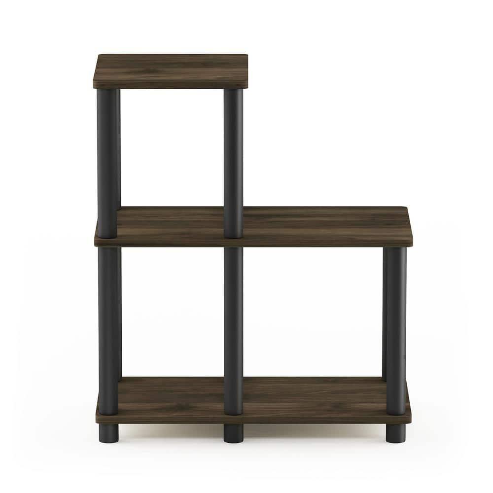 Furinno 18.9"W x 9.4"D x 19.5"H 3-Shelf Decorative Shelves, Columbia Walnut and Black