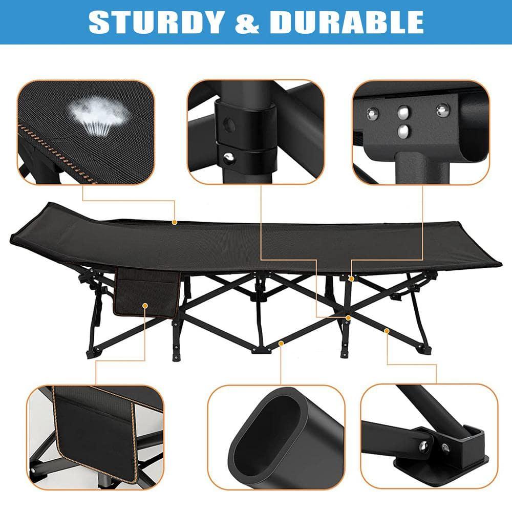 ABORON Portable Folding Camping Cot with 2 Sided Cushion & Carry Bag, 75''x28'' Folding Sleeping Cots, Folding Bed Cot for Adults & Kids