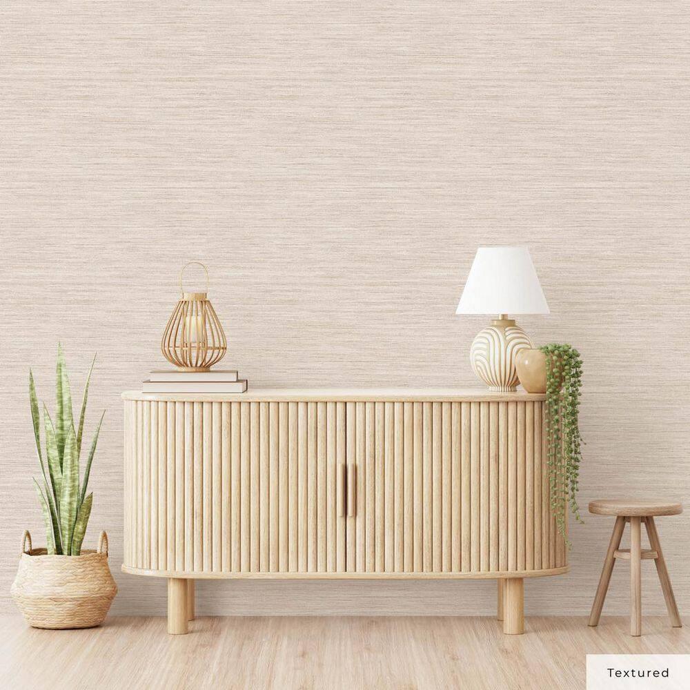 Tempaper & Co.® Faux Horizontal Grasscloth Removable Peel and Stick Wallpaper, Textured Ecru, 28 sq. ft.: Vinyl, Prepasted, Abstract Pattern
