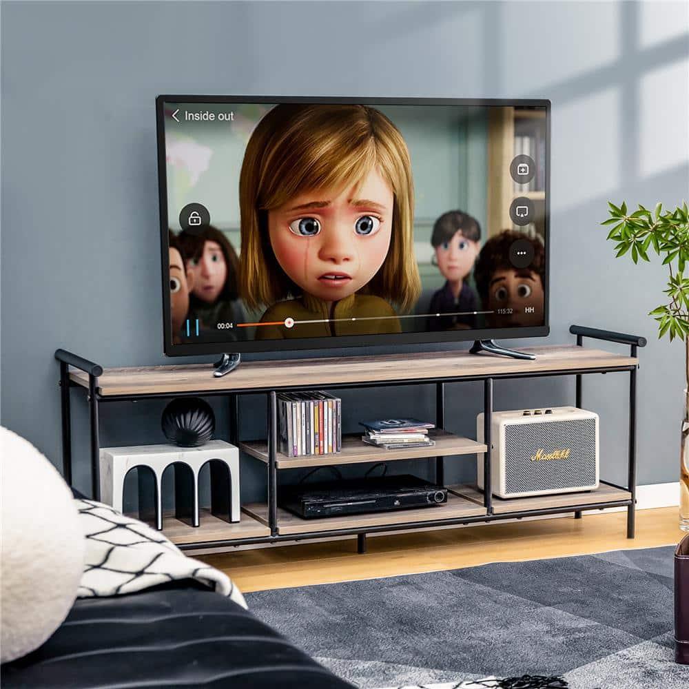 Costway Industrial TV Stand for TV's up to 60'' Media Center Console Table w/ Open Shelf