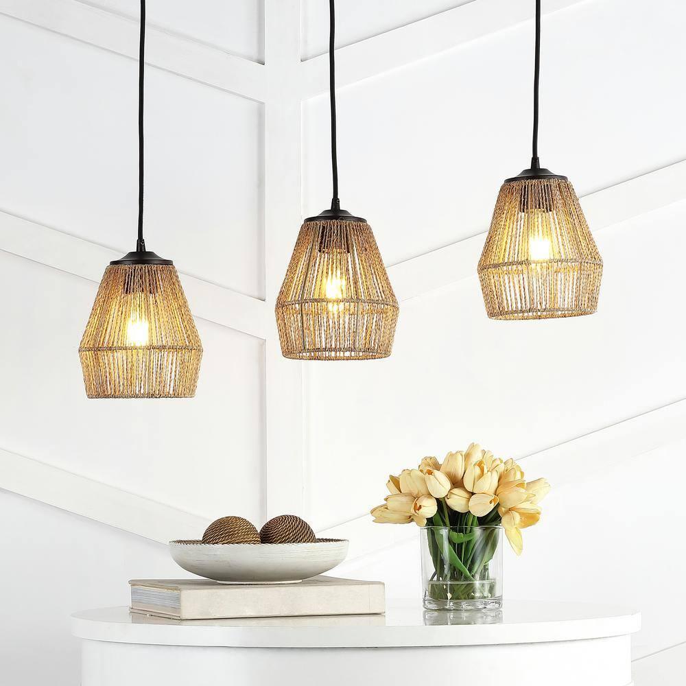 Jonathan Y Ibiza Island Seagrassmetal Bohemian Coastal Led Pendant
