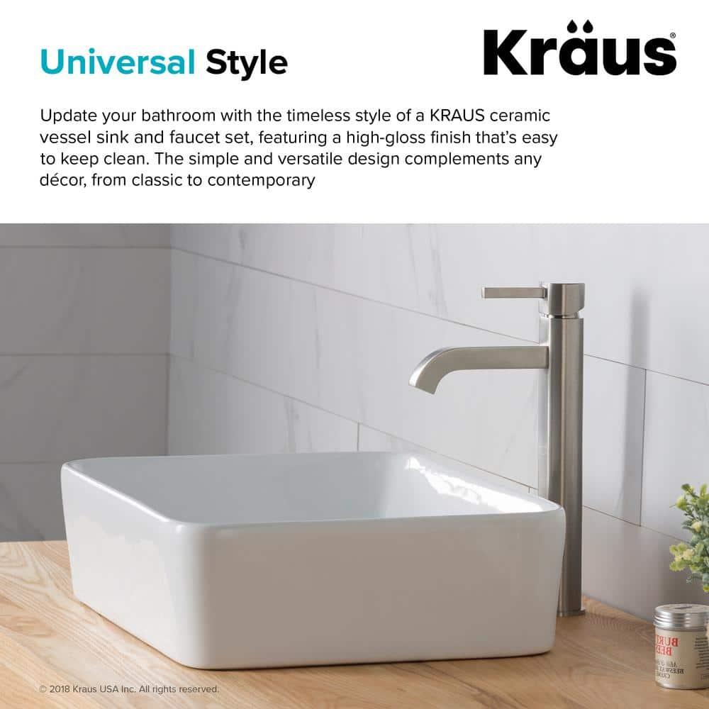 Ceramic Ceramic Rectangular Vessel Bathroom Sink
