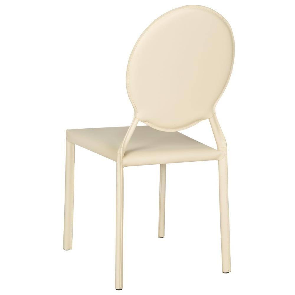 Warner Round Back Leather Side Chair (Set of 2) - FOX2018 - Butter Cream - Safavieh Couture