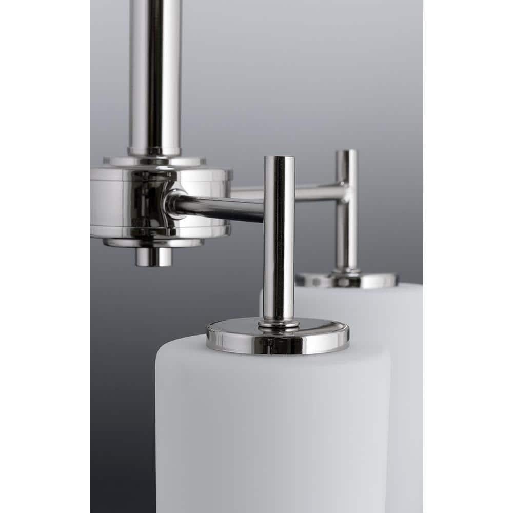 Progress Lighting Replay 5-Light Chandelier, Steel, Polished Nickel, White Glass Shades
