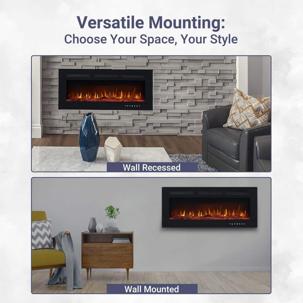 Alice 30" Electric Fireplace Inserts Recessed, Wall Mounted Fireplace LED Fireplace Heater with 12 Flame Colors, Touch Screen, Remote Control, Timer, Logset & Crystal Stones 500W/1500W - 30 inches