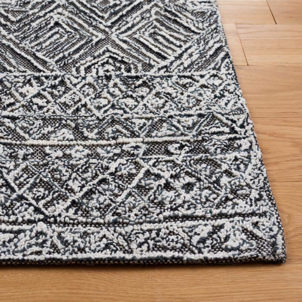 Textural TXT201 Hand Tufted Indoor Area Rug - Black/Ivory - 6'x6' - Safavieh