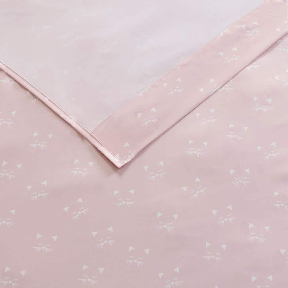 Twin Pink Cats Print Microfiber Sheet Set