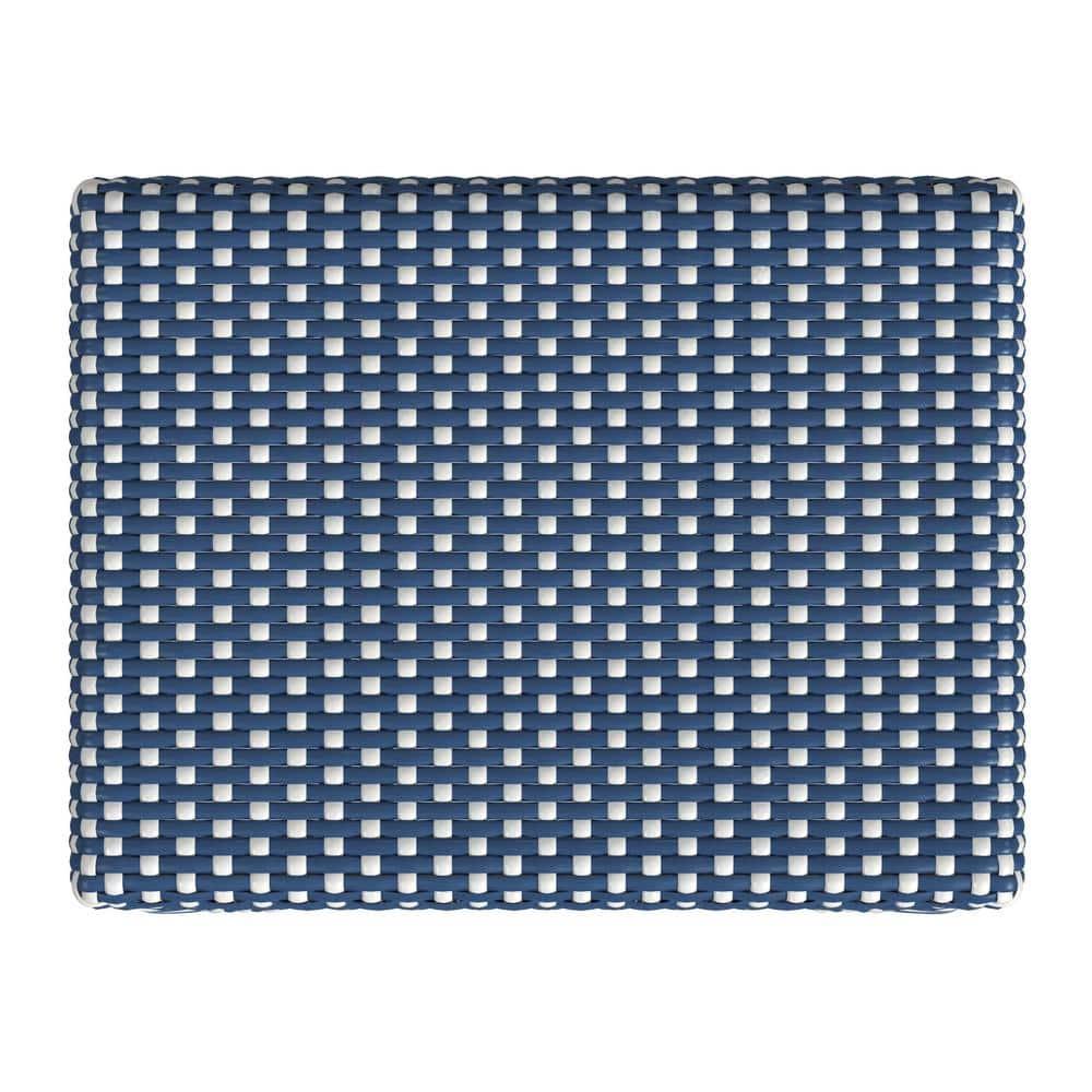 Butler Specialty Company Robias Rectangular Rattan 30" Bar Stool - Blue & White