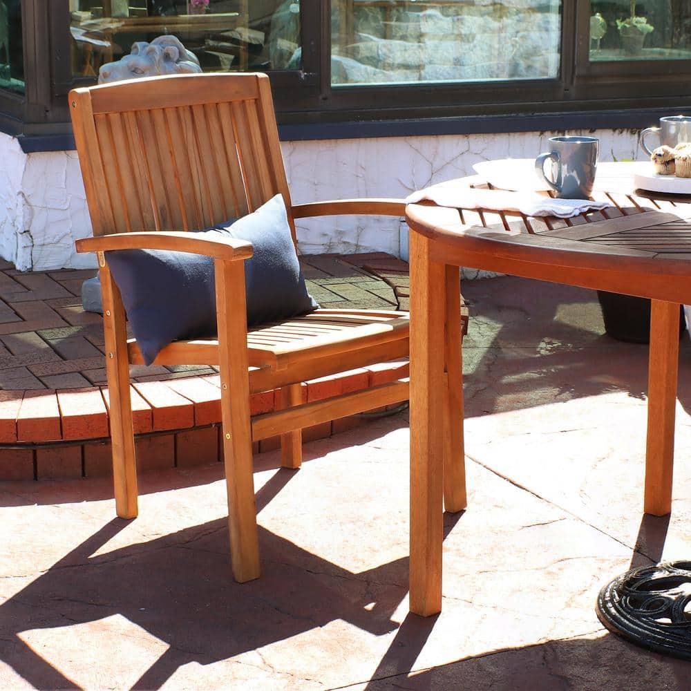 Red Barrel Studio® Datrion Teak Wood Outdoor Stacking Dining Armchair (Set of 2)