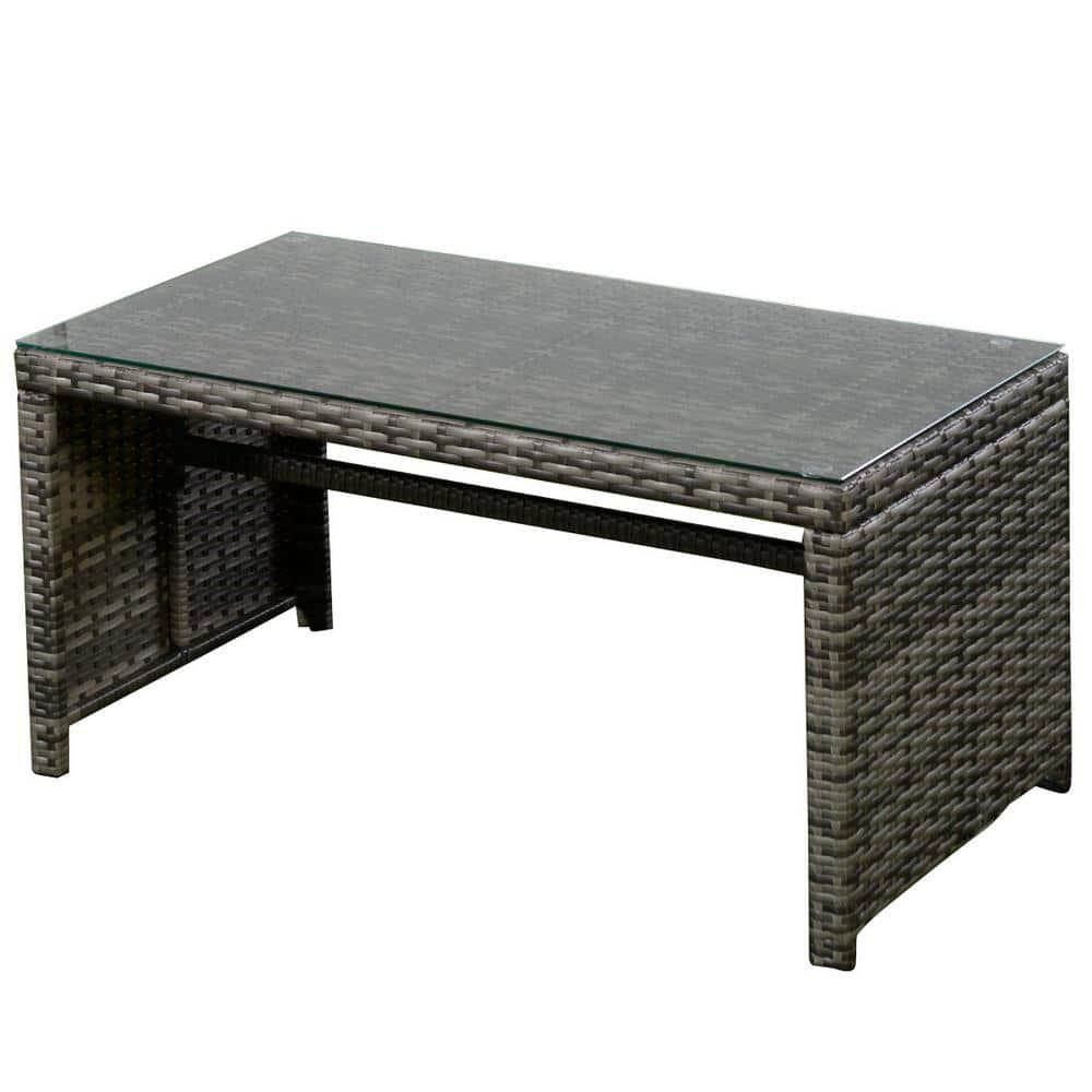 Costway 4PCS Rattan Patio Furniture Set Garden  Sofa Cushioned Seat Mix Gray Wicker