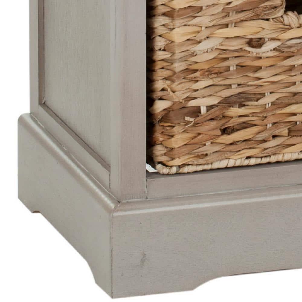 Herman Storage Unit with Wicker Baskets - Vintage Grey - Safavieh.