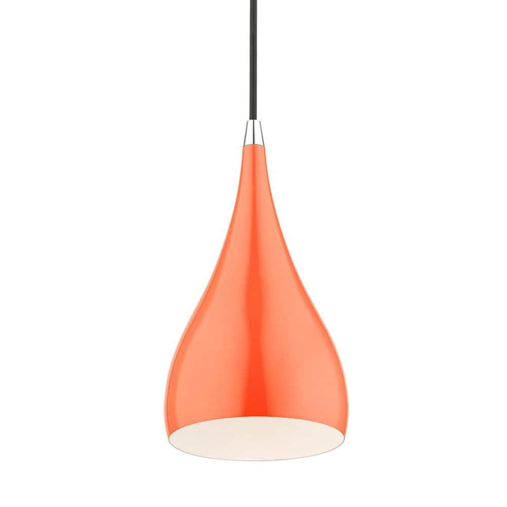 Livex Lighting Amador 1 - Light Pendant in  Shiny Orange/Polished Chrome