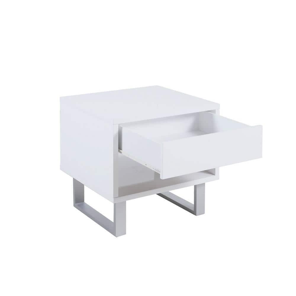 Coaster Contemporary Wood Storage End Table with 1-Drawer in White