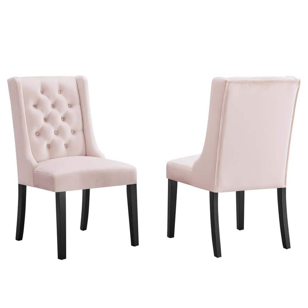 Set of 2 Baronet Performance Velvet Dining Chairs Pink - Modway: Rubberwood Frame, Upholstered, Spot Clean