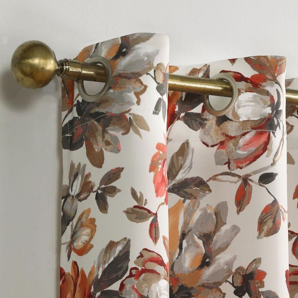 Sun Zero Irma Vintage Floral Blackout Grommet Curtain Panel, 40"x63", Stone
