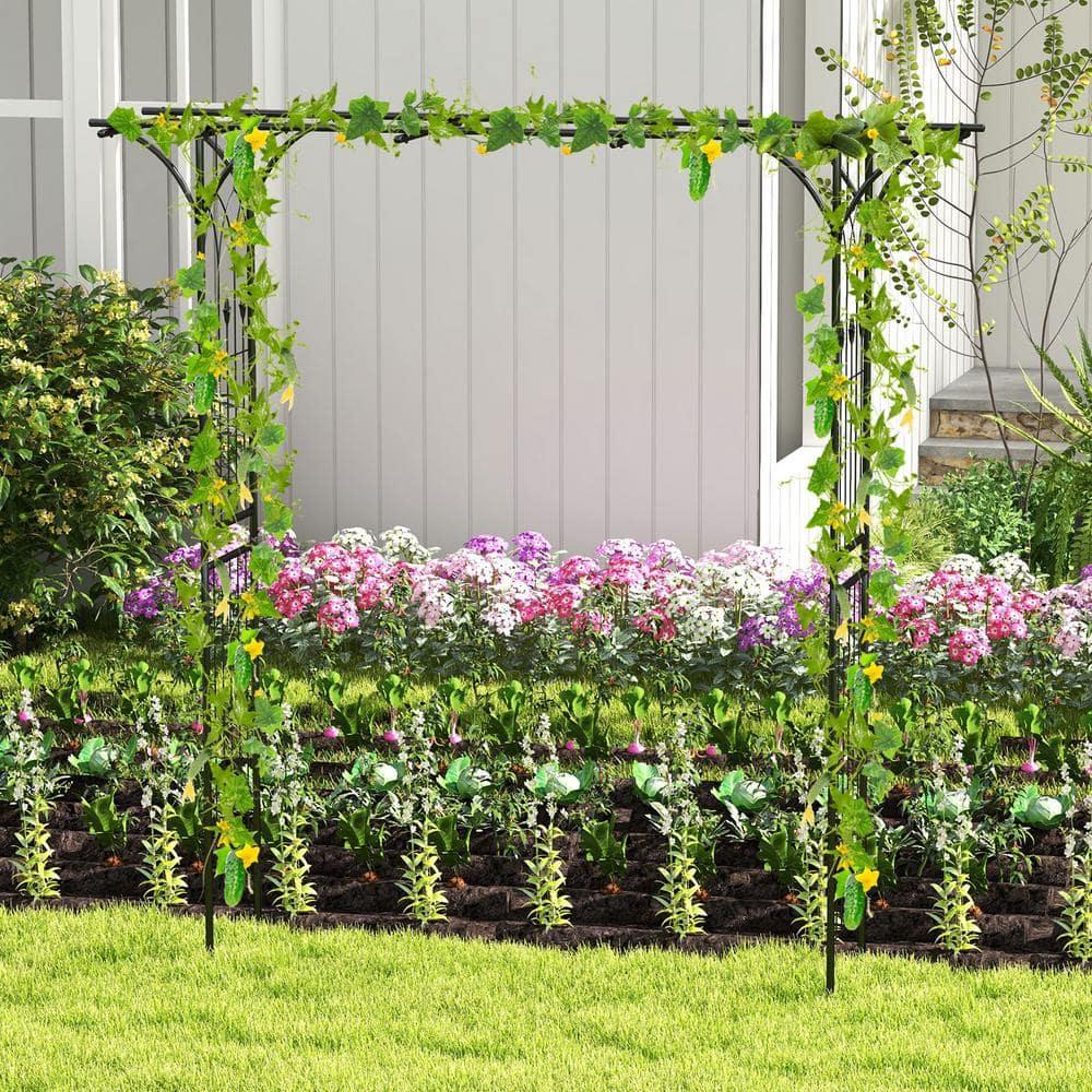 Resenkos Outdoor Decor,81 Inch Garden Arbor Metal Archway for Climbing Plants-Black