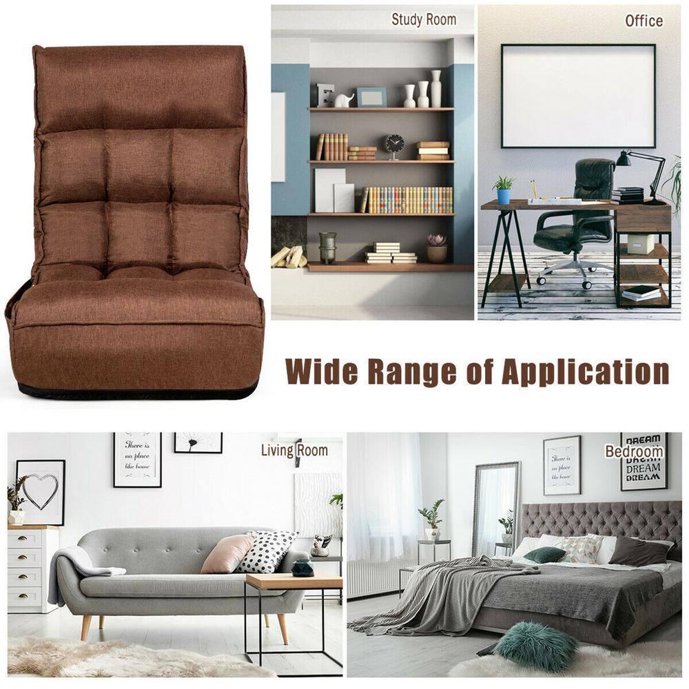 Gymax 4-Position Floor Chair Folding Lazy Sofa w/Adjustable Backrest & Headrest Coffee