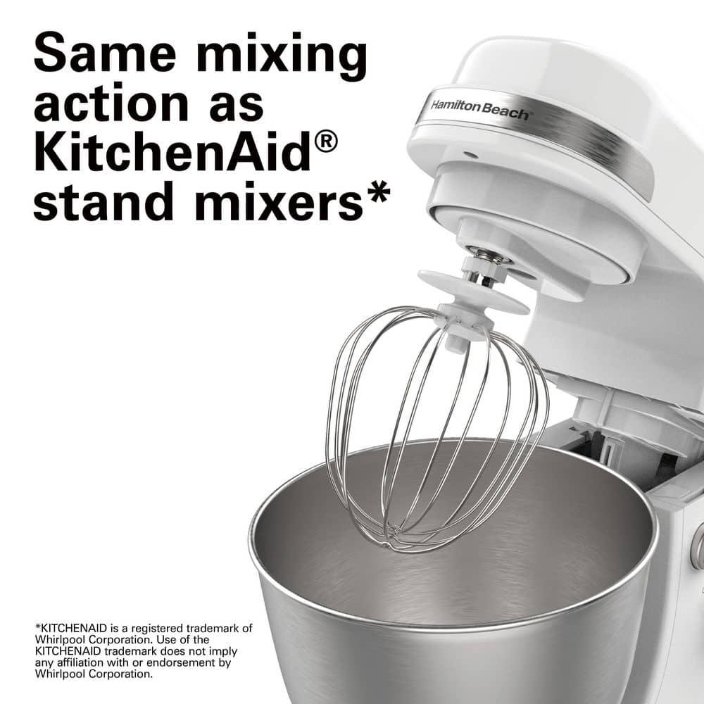 Hamilton Beach® 7-Speed 4-Quart Electric Stand Mixer with Splash Guard, Dough Hook, Flat Beater, and Whisk Attachments