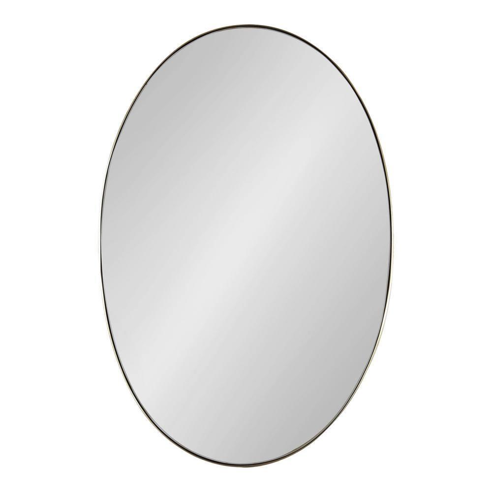 Kate and Laurel Rollo Midcentury Oval Metal Framed Mirror, 20 x 30, Gold, Decorative Modern Mirror Decor for Wall