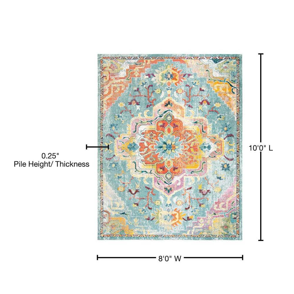 Crystal CRS501 Loomed Indoor Area Rug - Teal/Orange - 8'x10' - Safavieh
