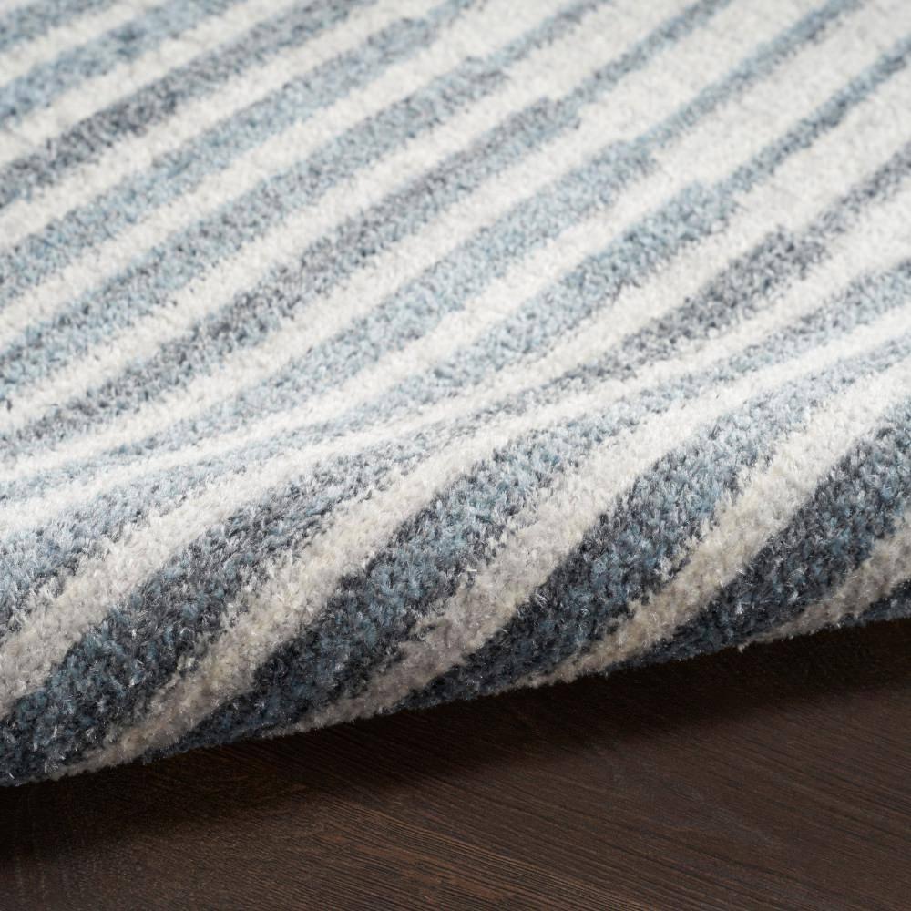 Nourison Astra Machine Washable Semi Circles Mid-Century Modern Indoor Rug Ivory Blue 2'2" x 4'