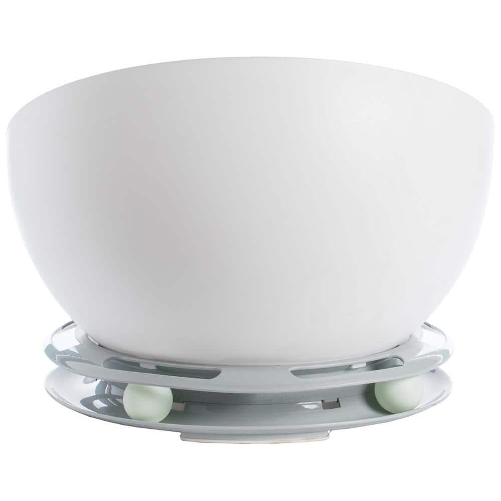 White Plastic Round Cat Lounge with Plush Velvet Cushion