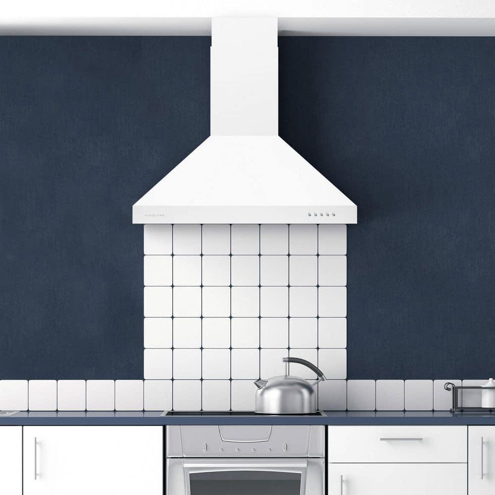 Hauslane Hauslane Wall Mount Range Hood 30 Inch | Wall Chimney | 6” Duct/Ductless Convertible, Strong Suction, Six-layer Aluminum Filters, Changeable LED Lamps, Stove Kitchen Vent Hood WM-530WHT-30B