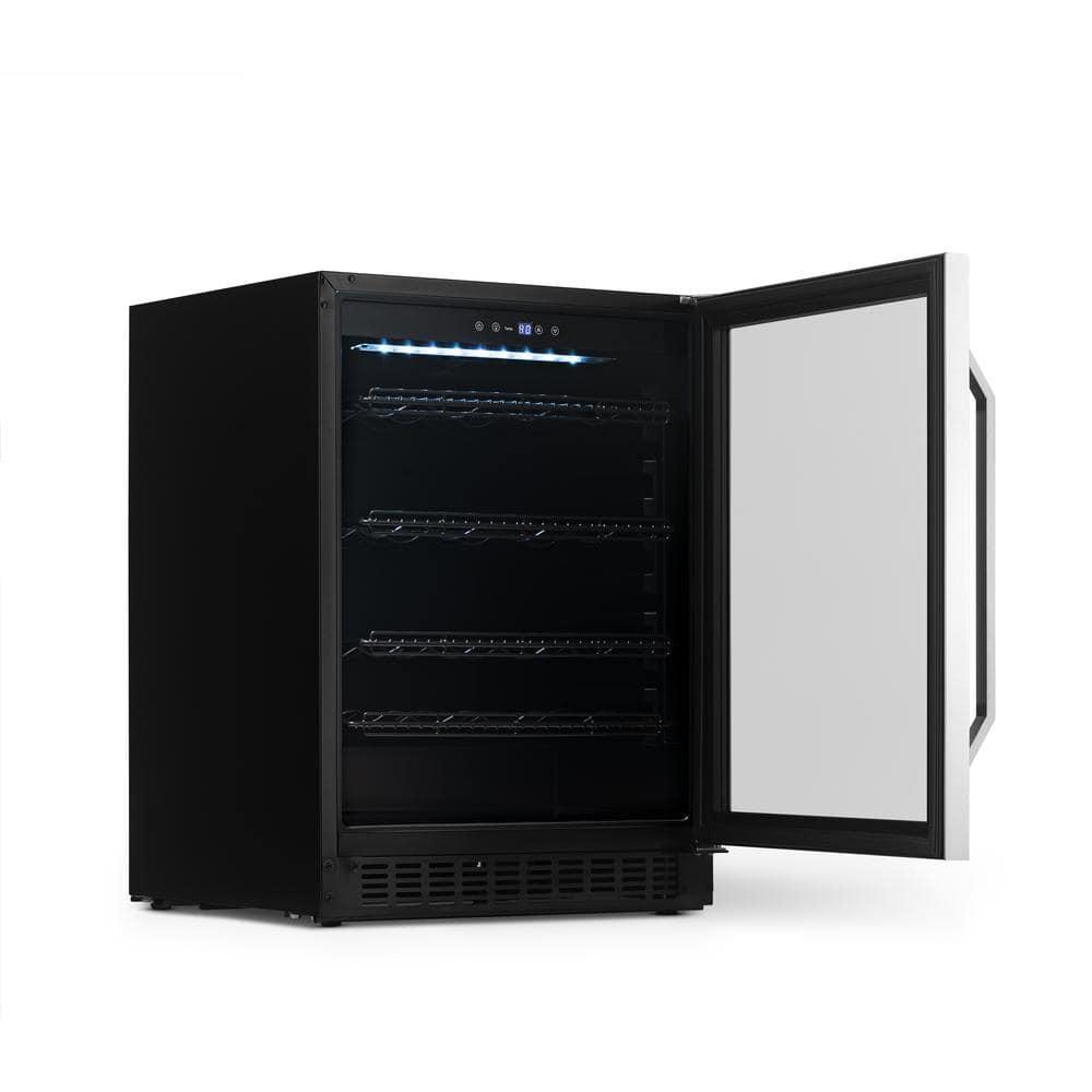 Newair FlipShelf 24" Wine and Beverage Refrigerator 179 Cans or 49 Bottles, Reversible Shelves, Built-in Fridge or Freestanding Drinks and Wine Cooler