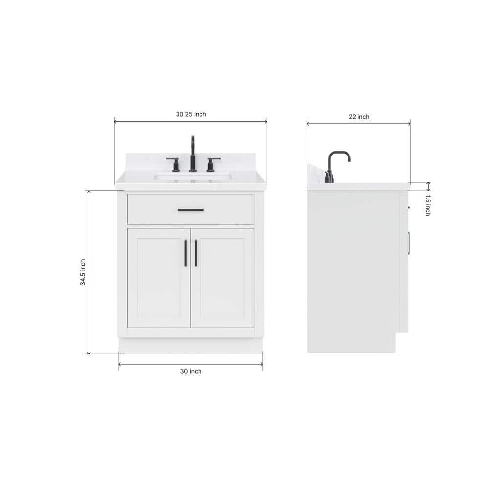 Ariel T030scqrvo Hepburn 30" Free Standing Single Basin Vanity Set - White