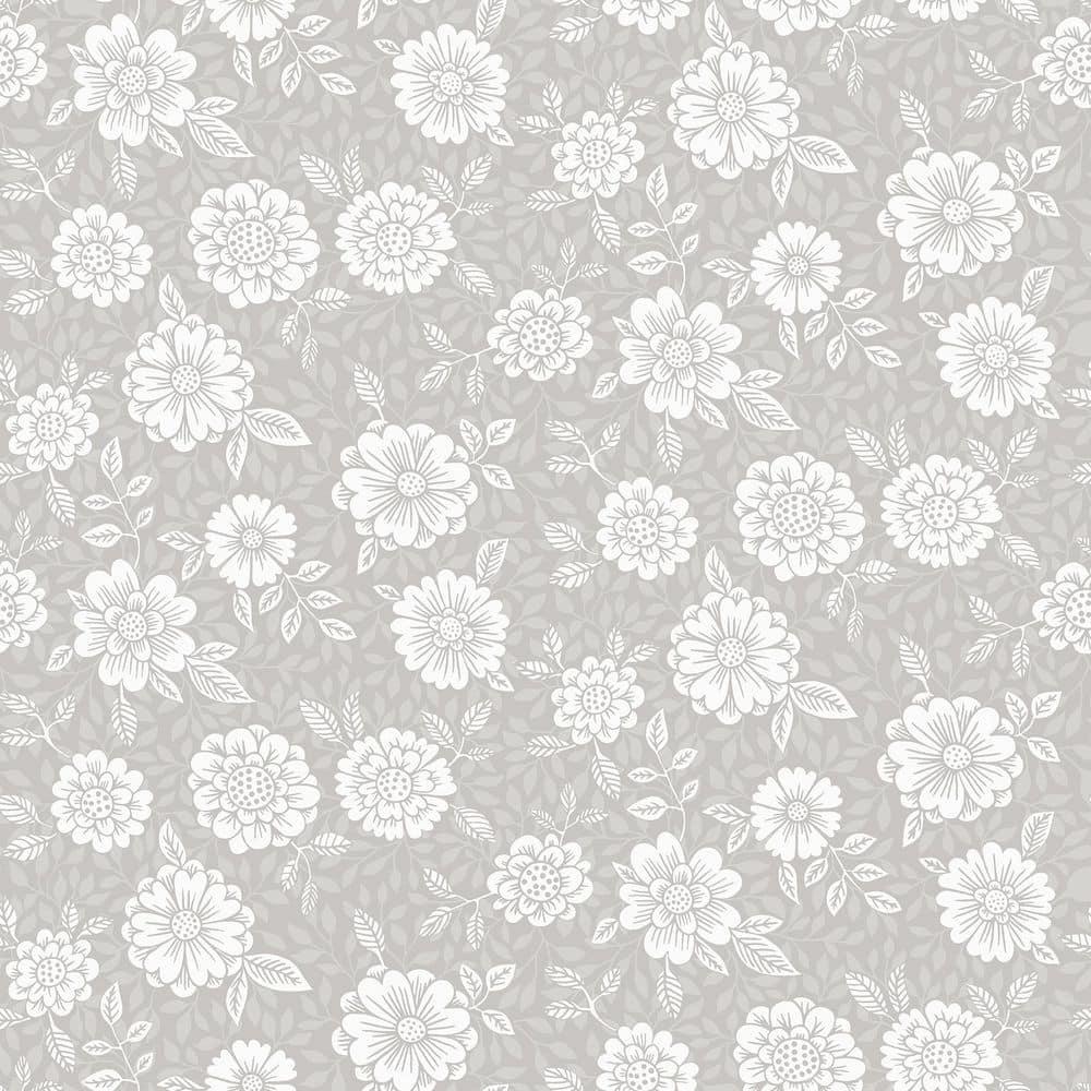 Lizette Grey Charming Floral Paper Matte Non-Pasted Wallpaper Roll
