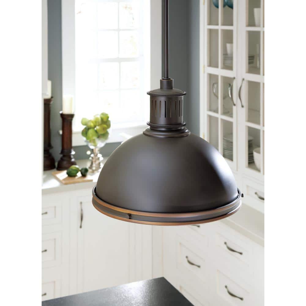 Autumn Bronze Industrial Bowl Pendant with Clear Textured Glass Shade