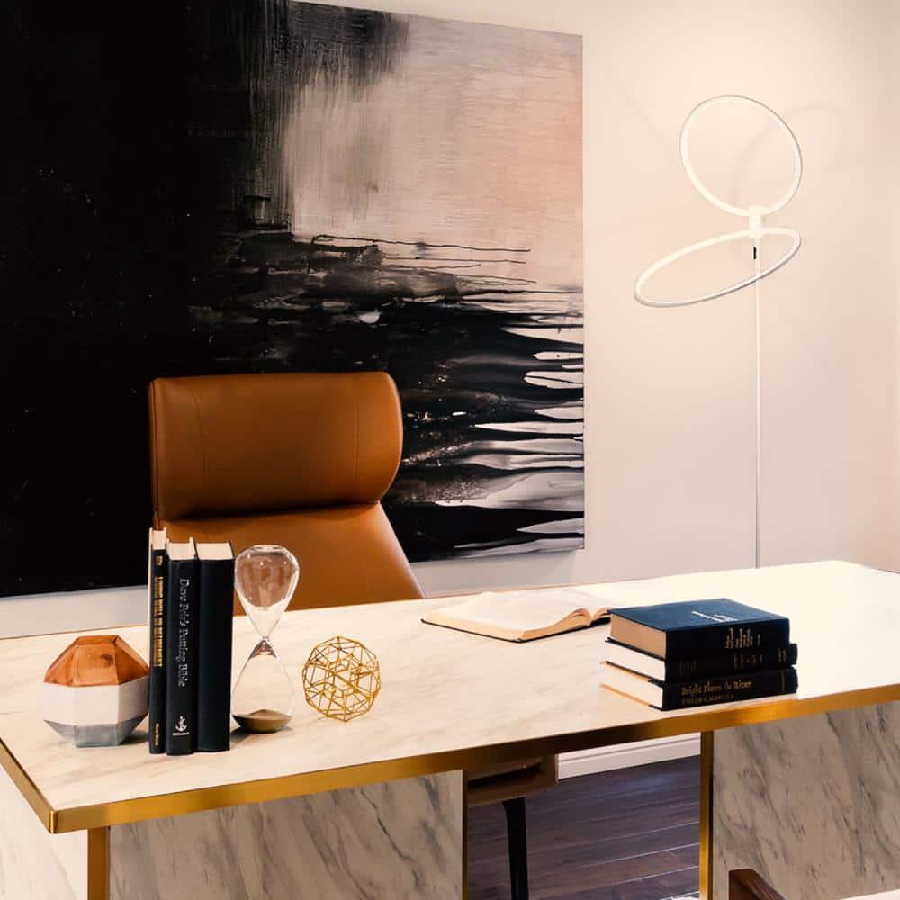 Brightech Eclipse 79 in. Industrial 2-Light 3-Way Dimming LED Floor Lamp with 2 Height Adjustable Heads