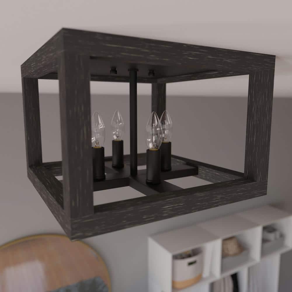 Squire Manor 4 - Light 12'' Lantern Square / Rectangle Flush Mount
