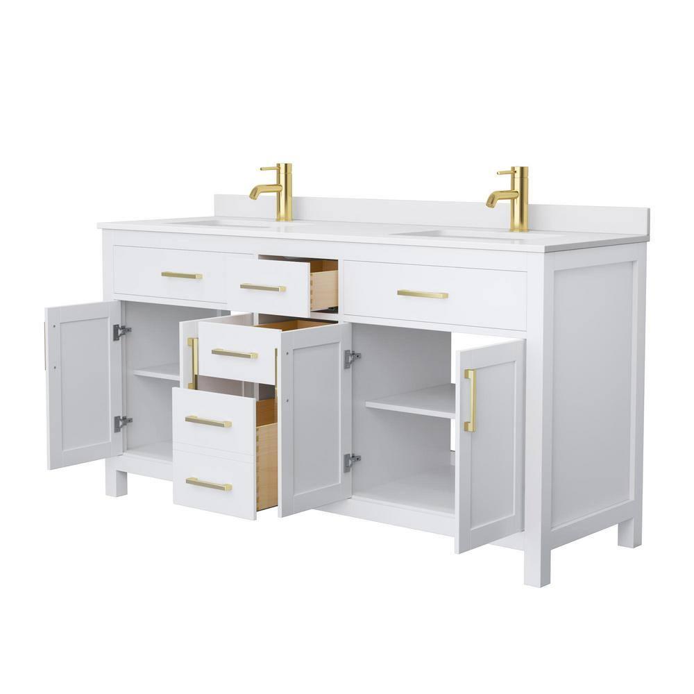 Beckett 66" Freestanding Double Bathroom Vanity with Cultured Marble Top