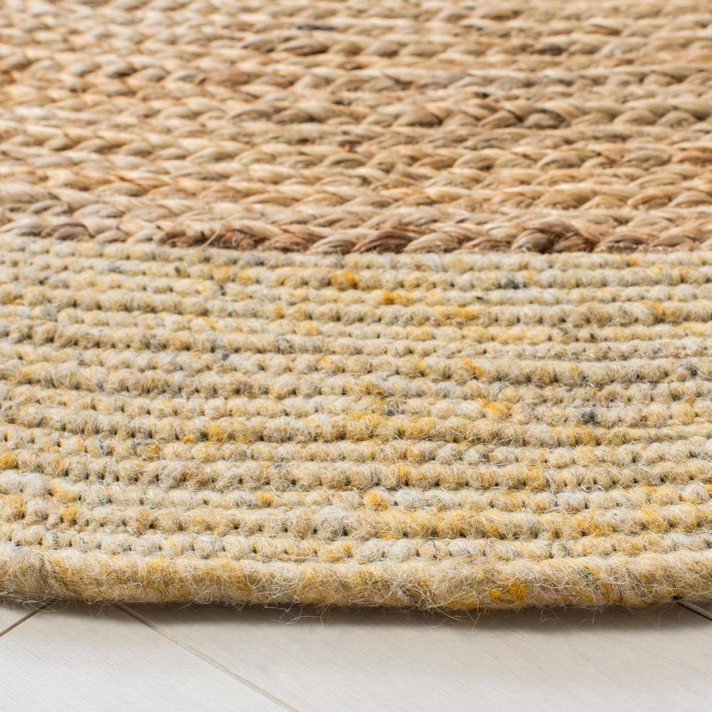 Braided BRD910 Hand Woven Indoor Accent Rug - Gold/Natural - 3' Round - Safavieh